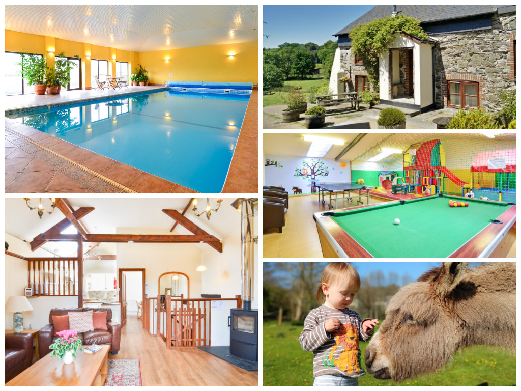 collage of images showing child and family friendly devon holidays at knowle farm