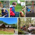 collage of images showing child and family friendly cornwall holidays at coombe mill