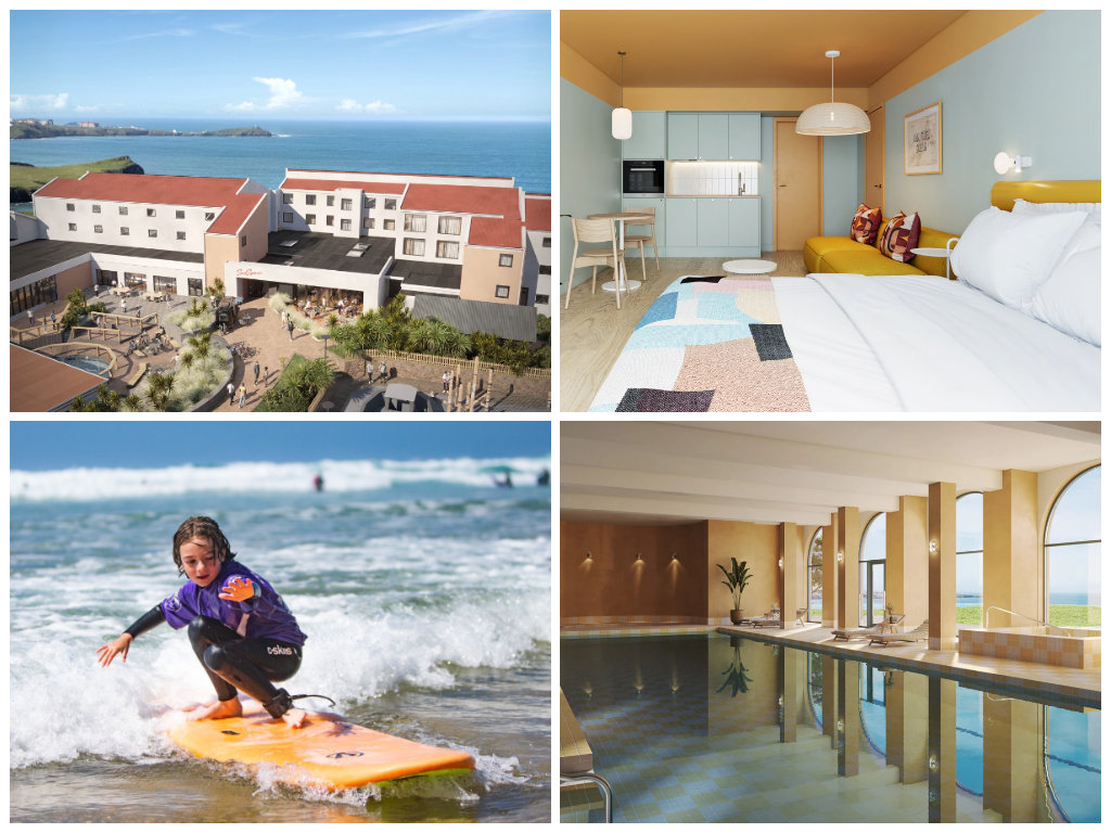 collage of images showing child and family friendly holidays at seaspace cornwall