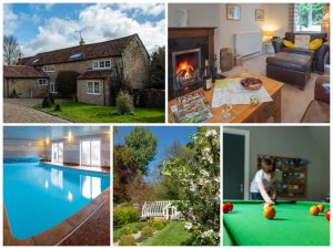 collage of images showing child and family friendly holidays at cliff house, yorkshire